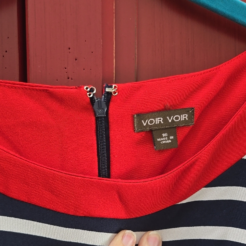 Voir Voir Red and Navy Striped Dress